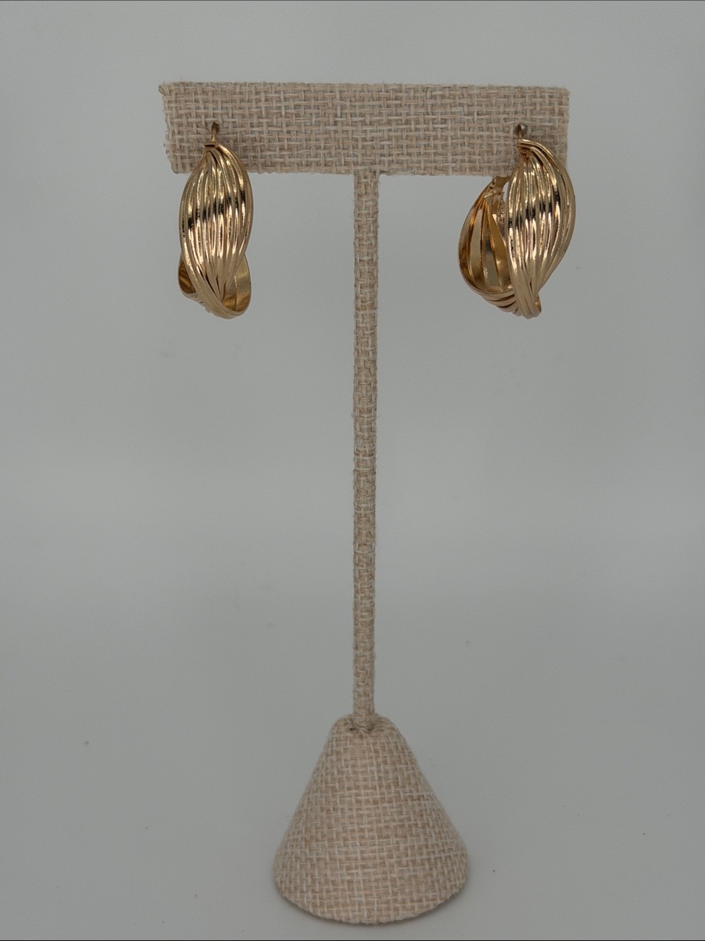 Polished Gold Twisted Hoop Earrings - Women Jewelry